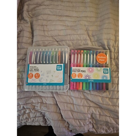 Pen+Gear Lot Of 2 24 Count Each Assorted Color Gel Pens & Felt Tip Pens - Picture 4 of 7